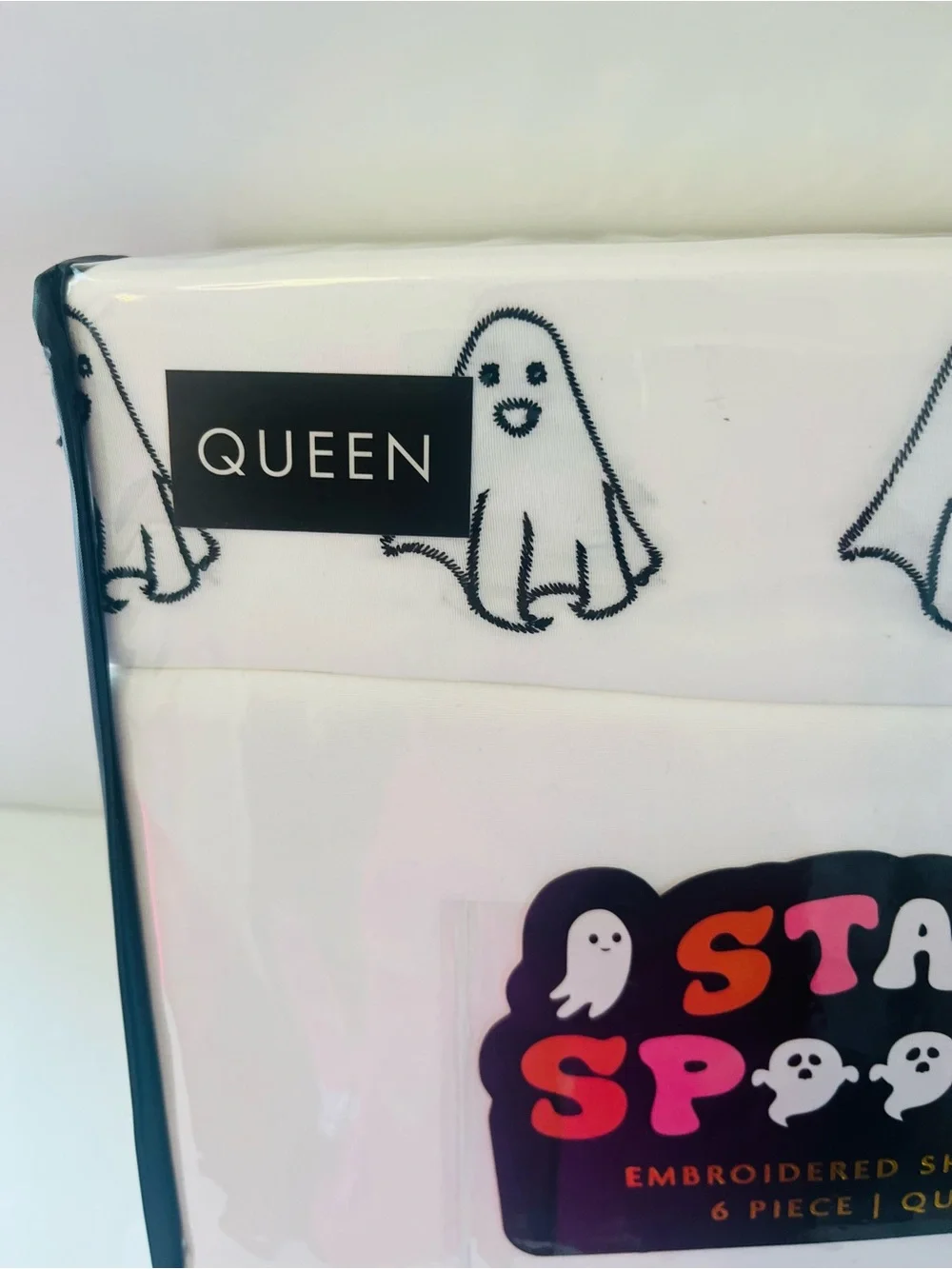 Stay Spooky & London Kaye Halloween Lot of 2 Queen Size Ghost Sheet Sets